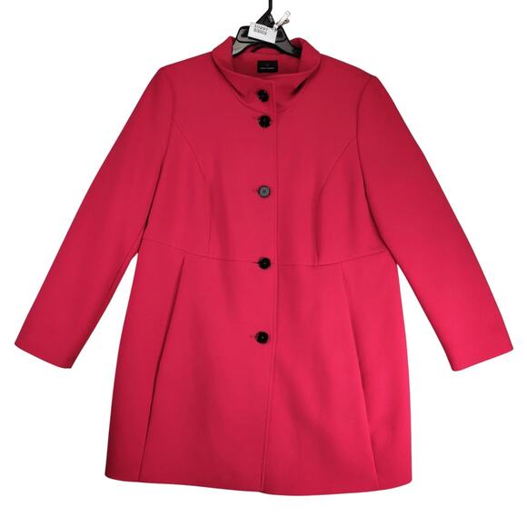 Fuchs Schmitt Red Pea Coat Jacket Women's US 14 Classic Preppy Lined Button Up - Picture 1 of 10